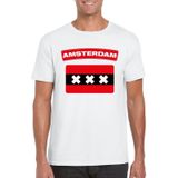 Amsterdam t-shirt met Amsterdamse vlag wit heren