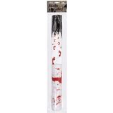Witte loper met rode bloed voetstappen 450 x 60 cm - Halloween/horror decoratie