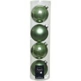 16x Salie groene glazen kerstballen 10 cm - Mat/matte - Kerstboomversiering salie groen