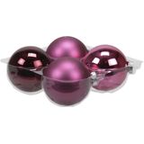 20x stuks glazen kerstballen cherry roze (heather) 8 en 10 cm mat/glans - Kerstversiering/kerstboomversiering