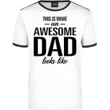 This is what an awesome dad looks like wit/zwart ringer cadeau t-shirt - heren - Vaderdag / cadeau shirt