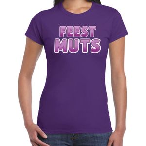 Bellatio Decorations verkleed t-shirt voor dames - Feest muts - paars - carnaval