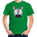 Cartoon zebra t-shirt groen voor jongens en meisjes - Kinderkleding / dieren t-shirts kinderen