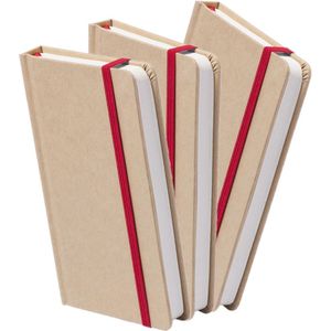 Set van 5x stuks luxe schriften/notitieboekje rood met elastiek A5 formaat - blanco paginas - opschrijfboekjes - 100 paginas