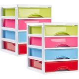 Plasticforte Ladeblokje/bureau organizer 2x lades - multi colour - L18 x B21 x H23 cm - plastic