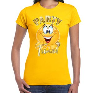 Bellatio Decorations Foute party t-shirt voor dames - Party Time - geel - carnaval/themafeest