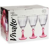 Vivalto - Wijnglazen Exotic Collection set 12x op roze voet 275 ml