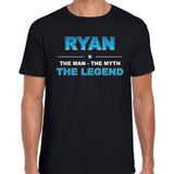 Naam cadeau Ryan - The man, The myth the legend t-shirt  zwart voor heren - Cadeau shirt voor o.a verjaardag/ vaderdag/ pensioen/ geslaagd/ bedankt