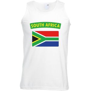 Zuid Afrika singlet shirt/ tanktop met Zuid Afrikaanse vlag wit heren