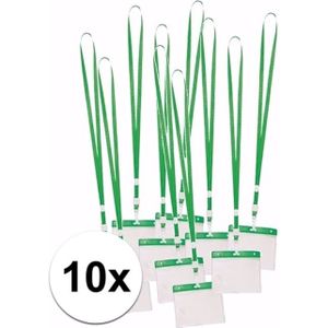 10 x badgehouder met groen keycord per stuk