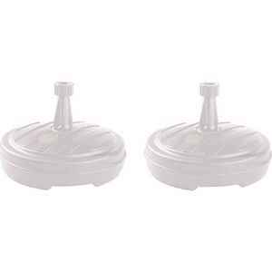 2 Stuks witte ronde parasolvoet van plastic inhoud 13 liter - doorsnede 45 cm