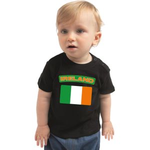 Ireland baby shirt met vlag zwart jongens en meisjes - Kraamcadeau - Babykleding - Ierland landen t-shirt