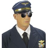 Piloten verkleed set - wings broche speldje - pilotenpet - blauw - heren/dames - carnaval - luchtvaart/vliegeniers