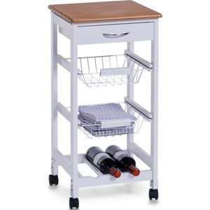 Keuken trolley/kastje met uitschuifbare mandjes en wijnrek 36 x 76 cm - Zeller - Woondecoratie - Keuken accessoires/benodigdheden - Bijzetkastjes - Trolleys