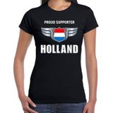 Proud supporter Holland / Nederland t-shirt zwart voor dames - landen supporter shirt / kleding - EK / WK / songfestival