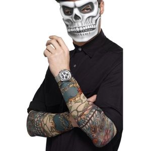 Halloween 2x Tattoo sleeves Day of the Dead voor volwassenen - Verkleed accessoires