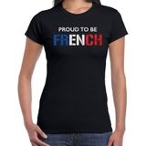 Frankrijk Proud to be French landen t-shirt - zwart - dames -  Frankrijk landen shirt  met Franse vlag/ kleding - EK / WK / Olympische spelen supporter outfit