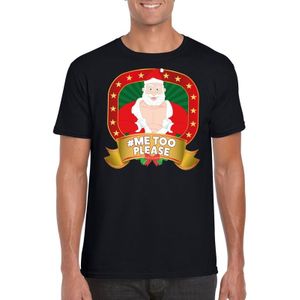 Foute Kerst t-shirt zwart Horney Kerstman  - Hashtag Me Too Please - Kerst shirts