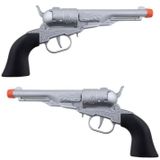 2x stuks verkleed speelgoed revolver/pistool metaal 8 schots - Plaffertjes pistolen wapens voor kinderen