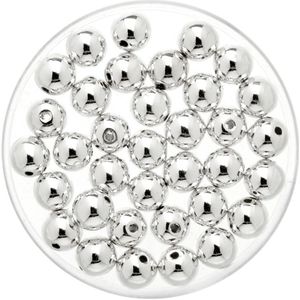 35x stuks metallic sieraden maken kralen in het zilver van 6 mm - Kunststof waskralen voor armbandje/kettingen