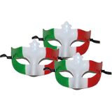 3x stuks supporters oogmaskers rood/groen/wit Italie - Italiaanse feestartikelen accessoires - landen thema