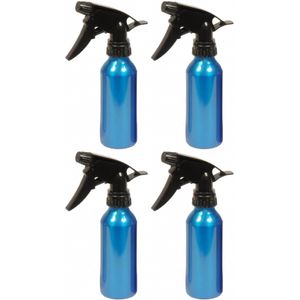 4x stuks waterverstuiver metallic blauw 200 ml