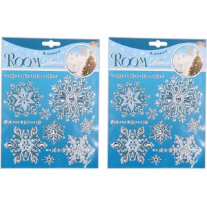 2x stuks kerst raamstickers kerstklokken plaatjes 18 x 24 cm - Raamdecoratie kerst - Kinder kerststickers