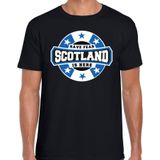 Have fear Scotland is here t-shirt met sterren embleem in de kleuren van de Schotse vlag - zwart - heren - Schotland supporter / Schots elftal fan shirt / EK / WK / kleding