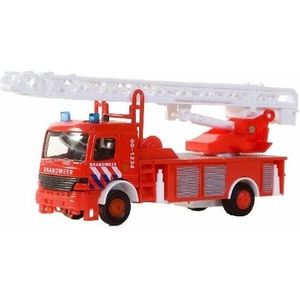 Speelgoed brandweerwagen met ladder 15 cm - Speelgoed auto brandweer