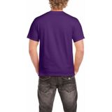Set van 2x stuks paarse katoenen t-shirts voor heren 100% katoen - zware 200 grams kwaliteit - Basic shirts, maat: M (38/50)