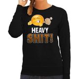 Funny emoticon sweater Heavy SHIT zwart voor dames -  Fun / cadeau trui