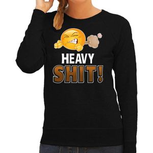 Funny emoticon sweater Heavy SHIT zwart voor dames -  Fun / cadeau trui