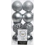 Kerstversiering kunststof kerstballen zilver 4-6 cm pakket van 32x stuks - Kerstboomversiering