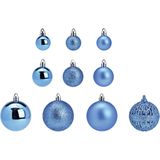 G. Wurm kerstballen - 100x stuks - 3, 4 en 6 cm -blauw - kunststof -kerstversiering