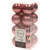 Kerstversiering kunststof kerstballen kleuren mix oud roze/winter wit 4-6-8 cm pakket van 68x stuks