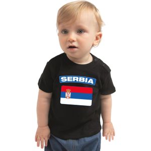 Serbia baby shirt met vlag zwart jongens en meisjes - Kraamcadeau - Babykleding - Servie landen t-shirt