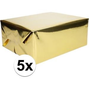 5x Cadeaupapier goud metallic - 400 x 50 cm - kadopapier / inpakpapier
