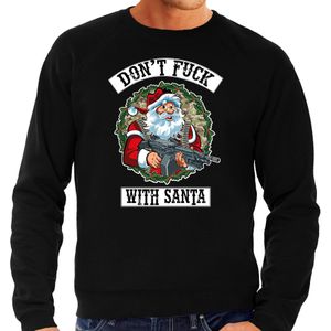 Foute Kerstsweater / Kerst trui Dont fuck with Santa zwart voor heren - Kerstkleding / Christmas outfit