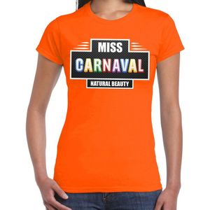 Miss Carnaval verkleed t-shirt oranje voor dames - natural beauty carnaval / feest shirt kleding / kostuum
