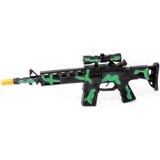 2-Delig speelgoed verkleedaccessoires set leger/soldaten voor kinderen - Bestaande uit zwart/groen machinegeweer en army pet zwart