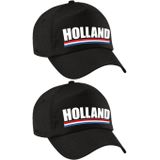 2x stuks holland supporters pet zwart voor jongens en meisjes - kinderpetten - Nederland landen baseball cap - supporter accessoire