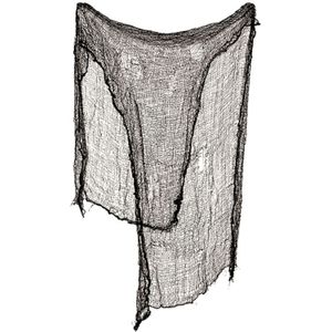 Horror/Halloween deco wand/muur/plafond gordijn - zwart - 190 x 75 cm - stof met griezelige uitstraling