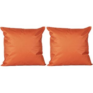 2x Bank/sier kussens voor binnen en buiten in de kleur oranje 45 x 45 cm - Tuin/huis kussens