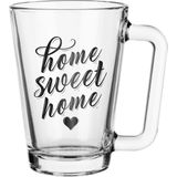 Glasmark Theeglazen/koffie glazen - Home Sweet home - transparant glas - 12x stuks - 250 ml