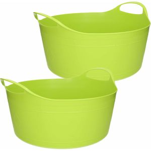 Excellent Houseware Flexibele emmer - 2x - groen - 15 liter - kunststof - 39 x 17 cm