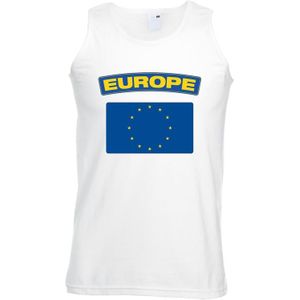 Europa singlet shirt/ tanktop met Europese vlag wit heren