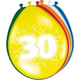Folat - Verjaardag feestversiering 30 jaar PARTY letters en 16x ballonnen met 2x plastic vlaggetjes