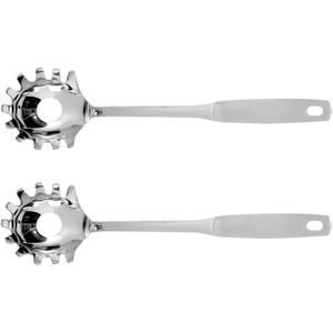 2x stuks RVS spaghetti opscheplepel zilver 40 cm - Spaghettilepel - Keukenhulpjes