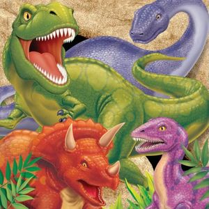 16x Dinosaurus  dieren themafeest servetten 33 x 33 cm - Dinosaurus papieren wegwerp tafeldecoraties