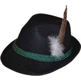 4x Zwarte Tiroler hoedjes verkleedaccessoires voor volwassenen - Oktoberfest/bierfeest feesthoeden - Alpenhoedje/jagershoedje